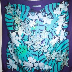 Hermes vintage Dessin D’Orchidees silk scarf